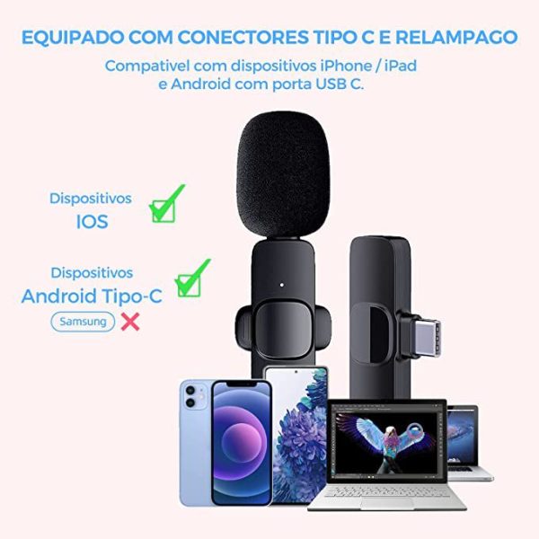 Microfone Sem Fio Transmissor Receptor De Lapela Para Android Tipo c - Image 7